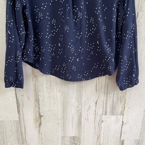 Rails Navy Galaxy Star Print Button Front Top Blouse Size XS - Picture 7 of 9